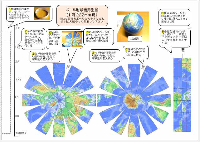地球儀の作製 簡単 楽しい 埼玉大学教育学部 谷謙二 人文地理学 研究室